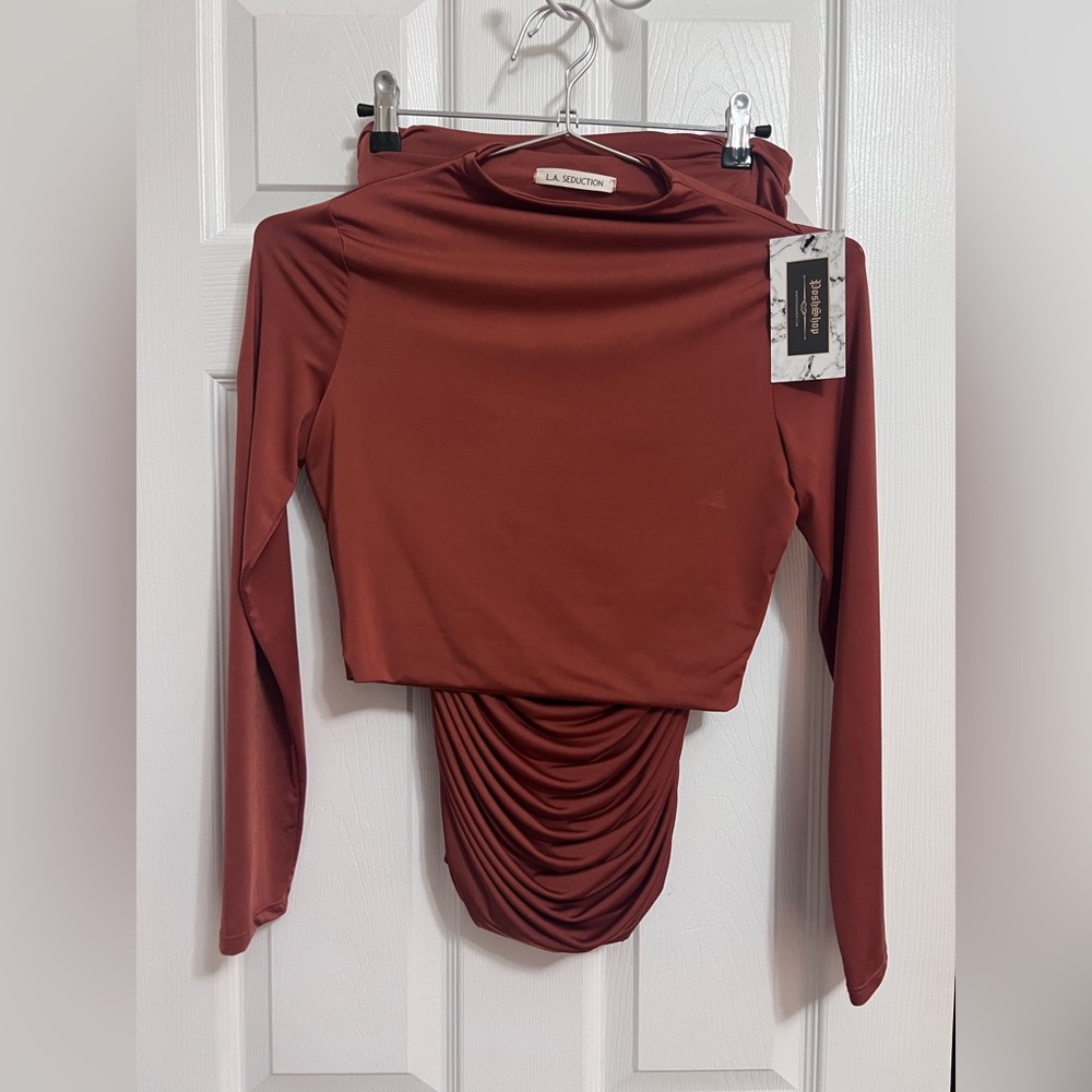LA Seduction Rust Long Sleeve Bodysuit